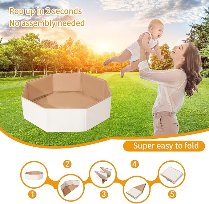 GOGOSO Foldable Ball Pit for Toddlers Large Soft Indoor Outdoor Pop Up Baby Kids Infant Ballpit Big Collapsible Puppy Dog Cat Pits with Basketball Hoop (Balls Not Included) White