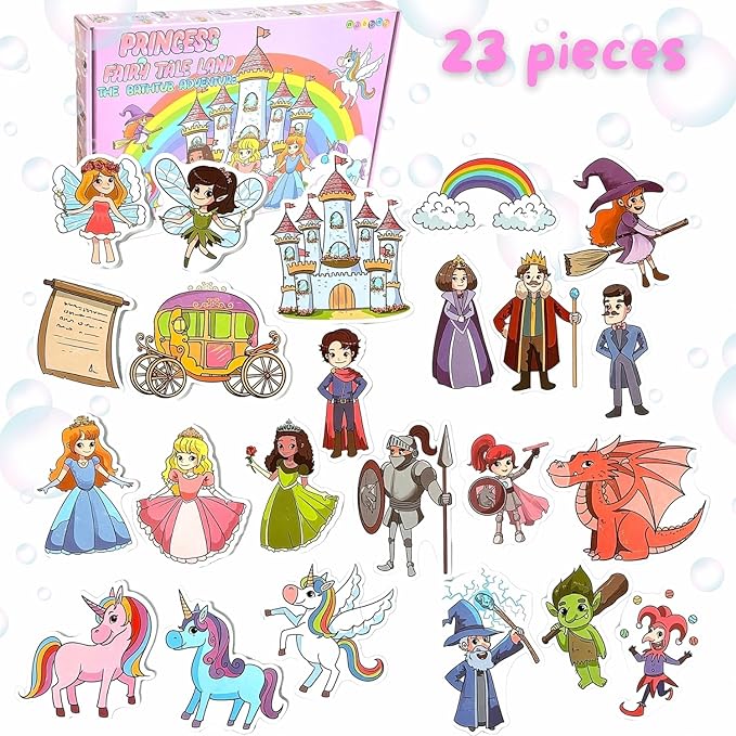 Foam Bath Toys with Storage Bag | Baby Bath Stickers | Shower Toys | Bathtub Toys | Bath Wall Toy | Princess Fairy Tail Foam