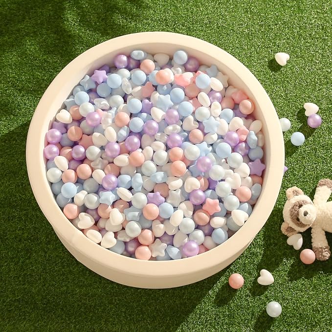 TRENDPLAY Ball Pit Balls Star and Heart Shapes for Toddlers - 50 100 200 500 Count Plastic Balls for Ball Pit Fun and Play