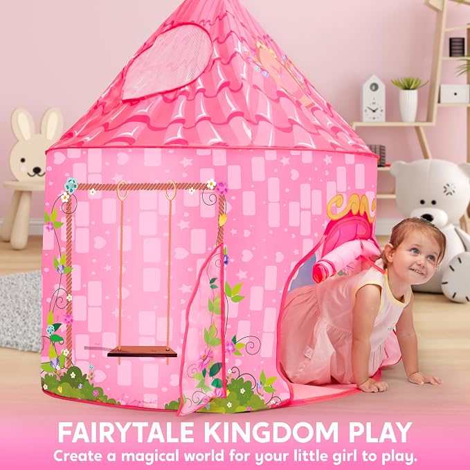 JOYIN Princess Tent Girls Large Playhouse Kids Castle Play Tent for Children, Pop Up Play House for Toddlers Indoor and Outdoor Games