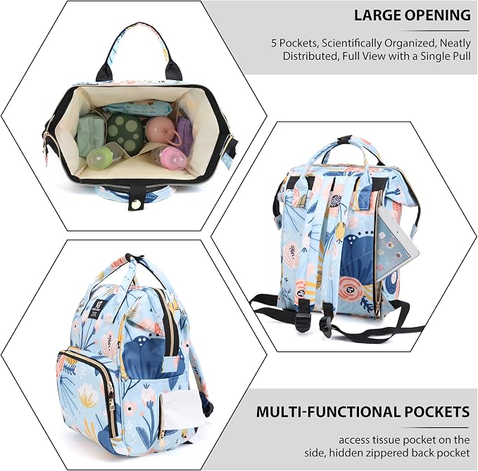 Diaper Bag Backpack for Moms Baby Essentials Travel Tote Nappy Changing Bag with Insulated Pockets,Multi-Waterproof Backpack (Orange)