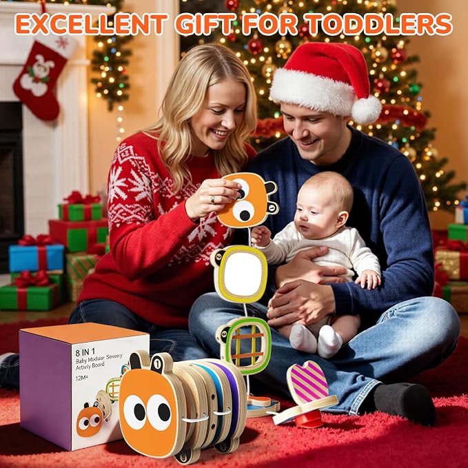 Montessori Busy Board Toys for 1 Year Old, Airplane Car Travel Toys for Toddlers 1-3, Sensory Activity Cube Toys for Fine Motor Skills, Baby Gifts for Boys Girls, Easter Basket Stuffers for Toddler