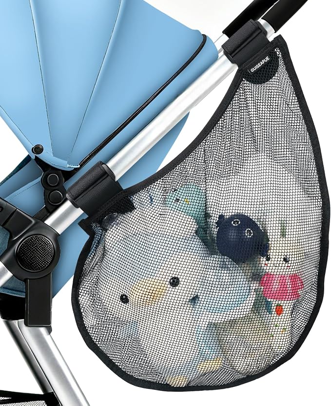 Guiseapue Side Sling Stroller Cargo Net: Universal Travel Stroller Organizer Attachment, Stroller Caddy Anti-Tipping Design, Mesh Storage for Baby Essentials, Fits Uppababy, Nuna, Butterfly, Graco