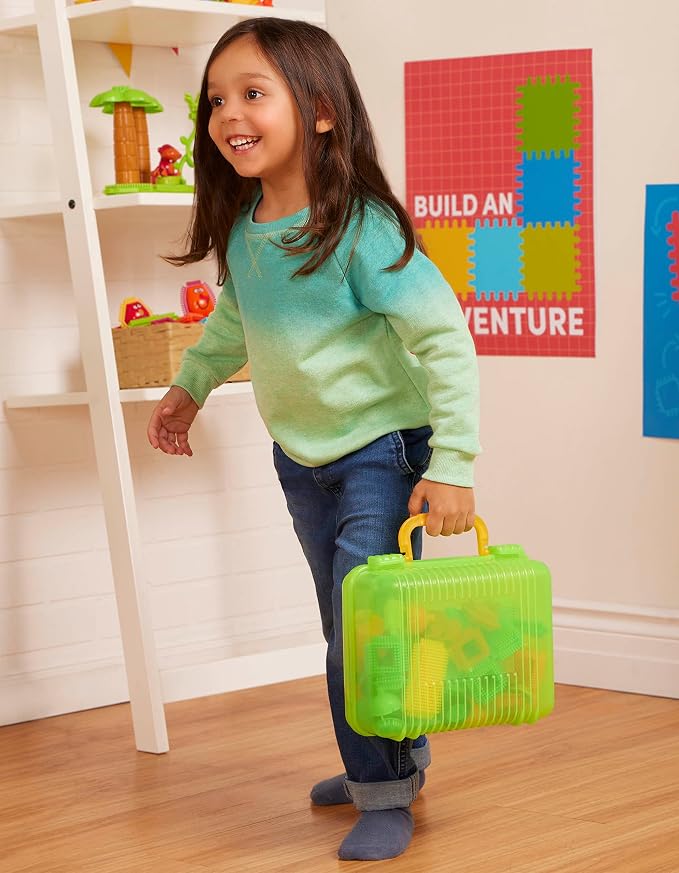 Battat – Bristle Blocks – STEM Interlocking Building Blocks – 85 Pieces Playset – Reusable Carry Case – Developmental Toys for Toddlers & Kids – Safari Adventure Carrying Case – 2+ Years