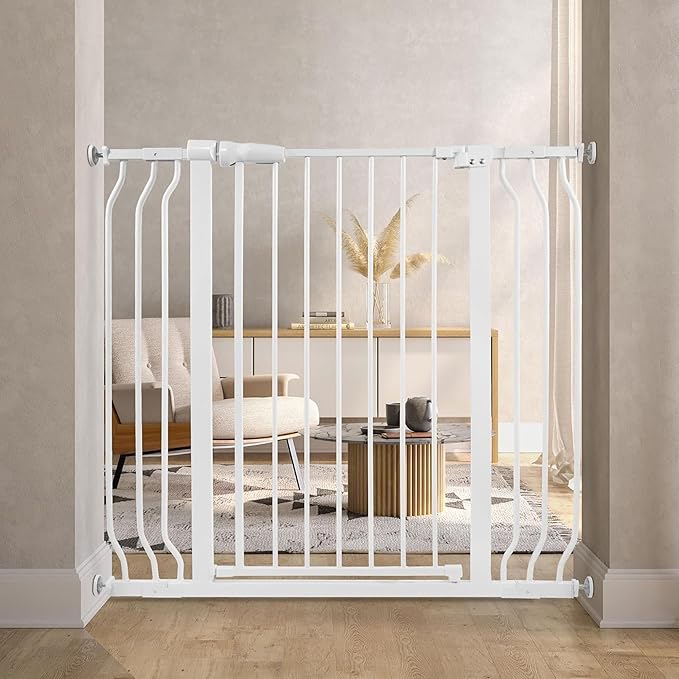 BalanceFrom 29.1-43.3" Easy Walk-Thru Baby and Pet Safety Gate with Hold-Open and Auto-Close ??Adjustable Steel Barrier for Stairs, Doorways, and Hallways, No Drilling Installation