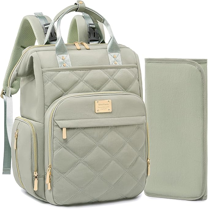 Weitars Diaper Bag Backpack Travel Diaper Backpack, Large Baby Diaper Bag with Changing Pad Baby Bag for Boys Girls (Green)