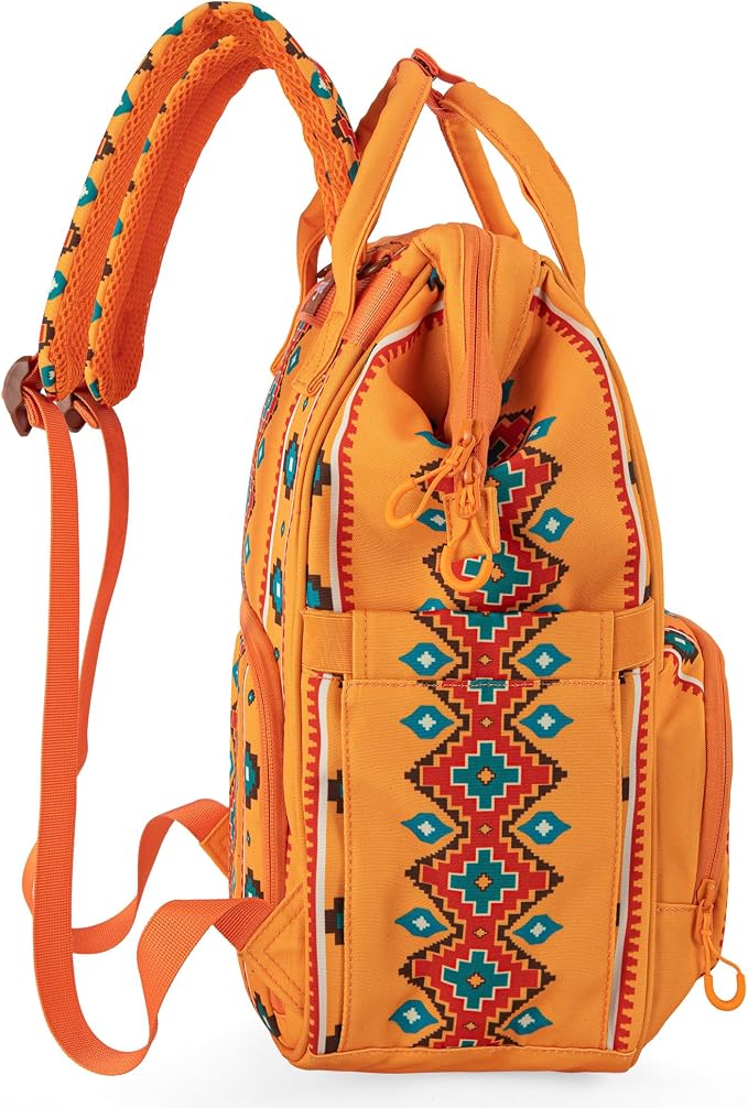 Wrangler Aztec Backpack Organized Daypack Travel Baby Bag with Stroller Strap and Side Bottle Pockets WG2204-9110MST