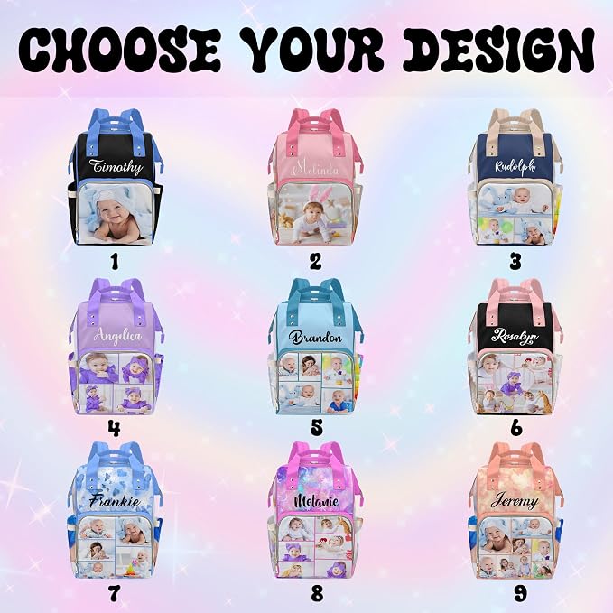 M YESCUSTOM Custom Baby Diaper Backpack Large Diaper Bag with Insulated Pockets Mommy Bags Boys Girl Unisex Multifunction Travel Baby Newborn Gift