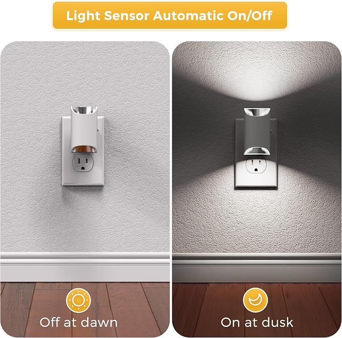 L LOHAS LED Night Light, Night Lights Plug into Wall, 5000K Daylight White, Dimmable Night Light 0-100LM with Light Sensor, Plug in Night Light for Hallway Bathroom Kitchen, 2 Pack