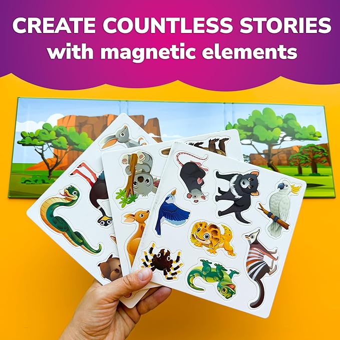 QUOKKA Travel Magnetic Puzzles for Toddlers 1-3 – 20+Pcs Australia Game with Extra-Long Play Book – Fun Travel Game Toy for Kids Ages 3-5 – Strong Magnets for Car Activities – Fun Toddler Puzzle 2-4