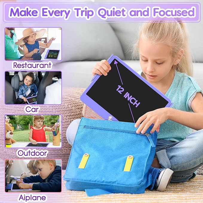 Hockvill LCD Writing Tablet for Kids 12 Inch, Kids Learning Toys Drawing Pad for Girls Boys, Unicorn Doodle Board for Toddlers 3 4 5 6 7 8 Year Old Travel Essentials, Christmas Brithday Gifts for Kids