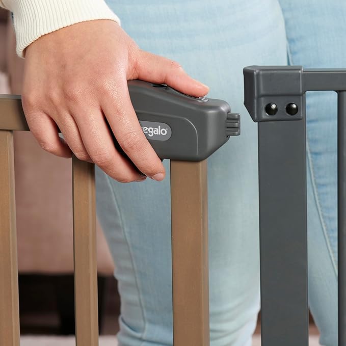 Regalo SAFETY 39" Extra Wide Wood Accent Baby Gate, Pressure Mount for Doorways & Bottom of Stairs, Babies, Toddlers & Pets, Ages 6??4 Months, TESTED & TRUSTED, AMERICAN DESIGNED, FAMILY OWNED