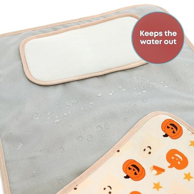 Hamur Home Portable Changing Pad ??Waterproof, Washable & Easy Wipe Clean, Foldable Travel Baby Changing Mat for Diaper Bag, Compact & Lightweight, Must-Have for Newborns (Halloween Pattern)