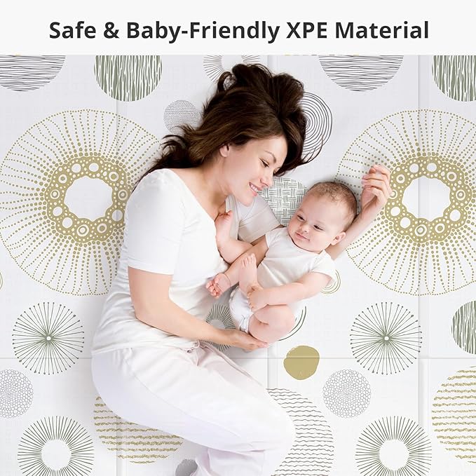 PIGLOG Baby Play Mat for Floor,Baby Play Mat for 59''x 59''Playpen,Reversible,0.8 in Thick Waterproof Playmat,Anti-Slip Floor Playing Mats,Non-Toxic,Baby Playmat for Indoor and Outdoor Use,Circle
