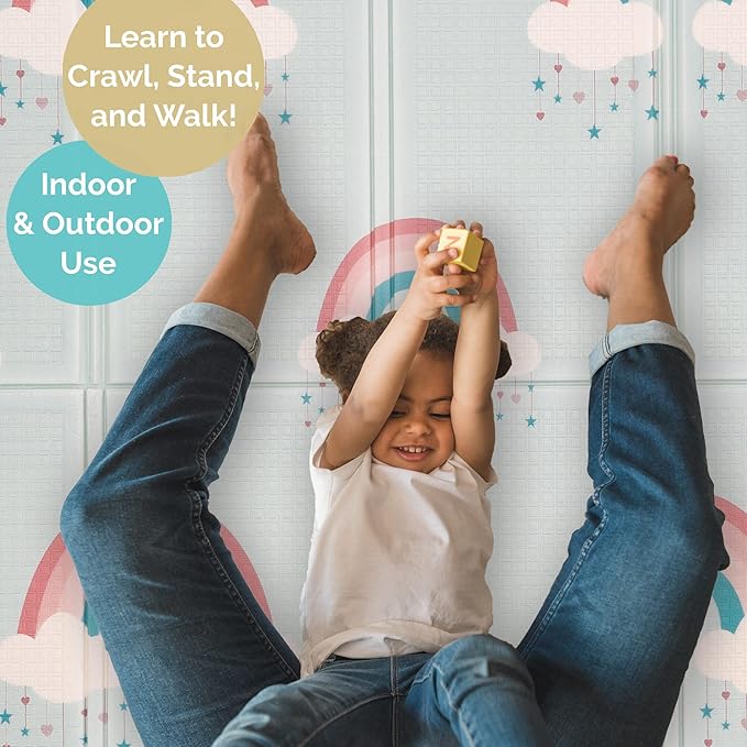 JumpOff Jo Foldable Foam Play Mat ??Large Waterproof Baby & Toddler Activity Floor Mat, Double-Sided 70 x 59 Inch Play Surface