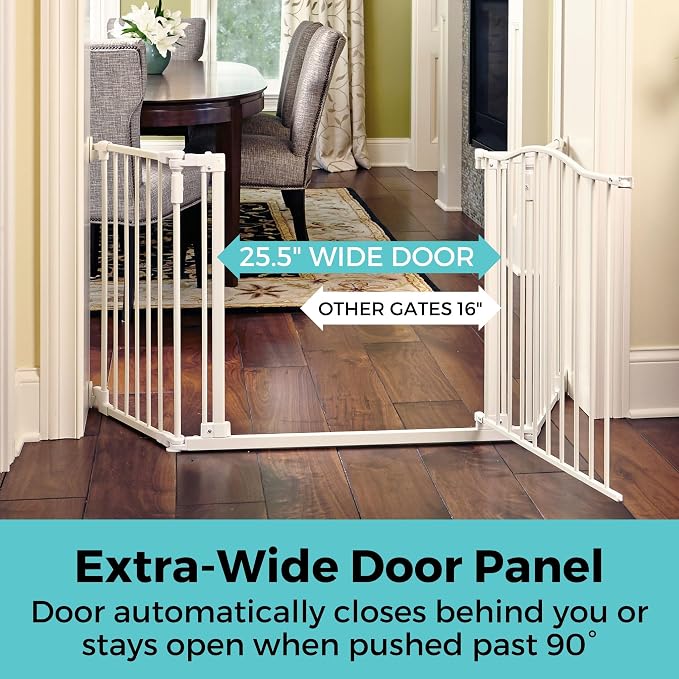Toddleroo by North States - Deluxe Décor Safety Gate: Hardware Mounted Extra Wide Metal Baby Gate - Adjustable Child Gate - 38.3 to 72 Inches Wide - 30 Inches Tall - Warm White