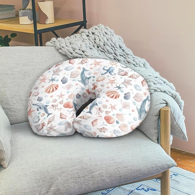 Dolphin Starfish Baby Fashion Nursing Pillow Cover Baby Breastfeeding Slipcover Newborn Safety and Comfy Cover for Daily Life, 2 Packs