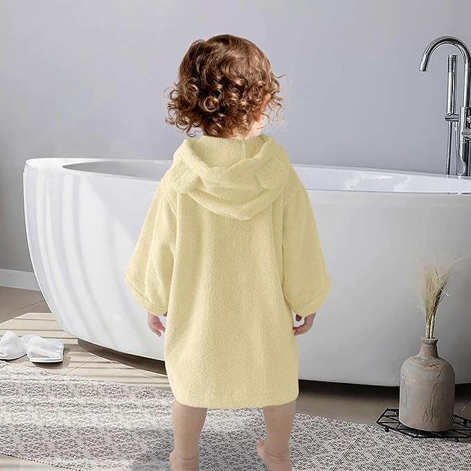 VOOVA & MOVAS Baby Hooded Towel with Bear Ear, 0-24Months | 100% Cotton, Ultra-Soft & Absorbent | Gentle for Sensitive Skin, Bath, Pool & Beach Towel | Newborn (Beige)