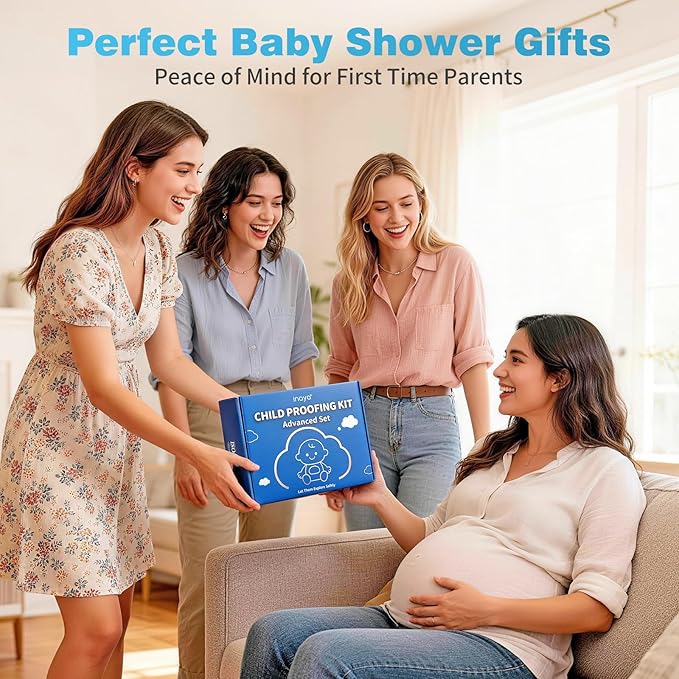 Inaya Baby Proofing Kit Advanced Set - Child Safety Hidden Locks for Cabinets & Drawers, Adjustable Safety Latches, Door Lever Locks and Outlet Covers and more - Keep Your Child Safe at Home