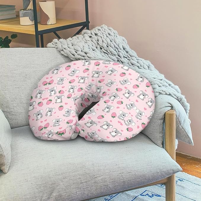 Baby Nursing Pillow Cover for Bottle Feeding, Breathable Soft Koala and Strawberry Nursing Pillow Case