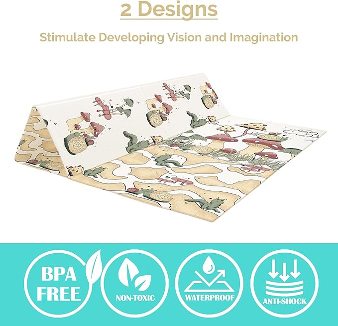 JumpOff Jo Foldable Foam Play Mat ??Large Waterproof Baby & Toddler Activity Floor Mat, Double-Sided 70 x 59 Inch Play Surface