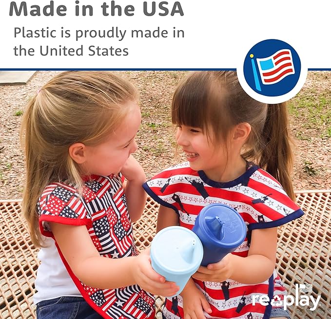 Re-Play Spill-Proof Sippy Cups - Reusable 10 Oz Set of 6, Dishwasher & Microwave Safe, Made in USA, Fairytale