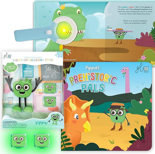 Glo Pals Pippa Bath & Bedtime Bundle - Light Up Bath Toy with 1 Interactive Book, 2 Light Cubes & 1 Magic Magnifier - Toddler Bath Toys Set with Storybook Character - Educational Kids Bath Time Fun
