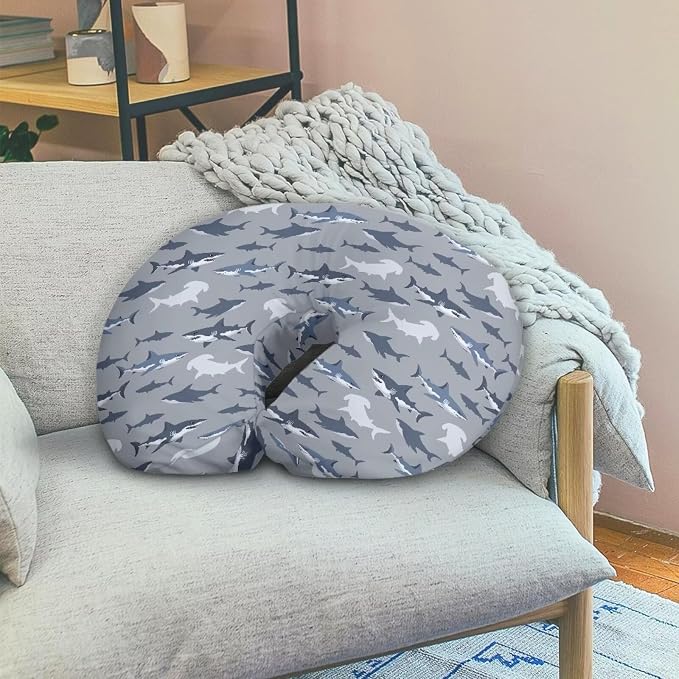 Shark Nursing Pillow Cover for Infant, Lightweight Neutral Breastfeeding Pillow Slipcover, Easy to Clean Removable Pillow Cover for Infant Snug