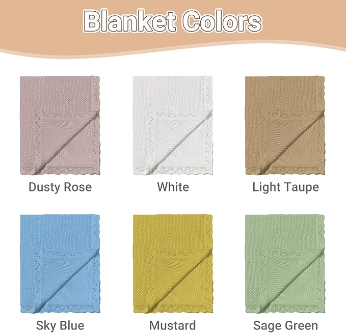 WNNNS Personalized Baby Blanket 100% Cotton Embroidered Name Knit Blanket Custom Baby Blanket for Boys Girls Customized Baby Gift for Christmas Baby Shower for Newborn Toddler Stroller Blanket