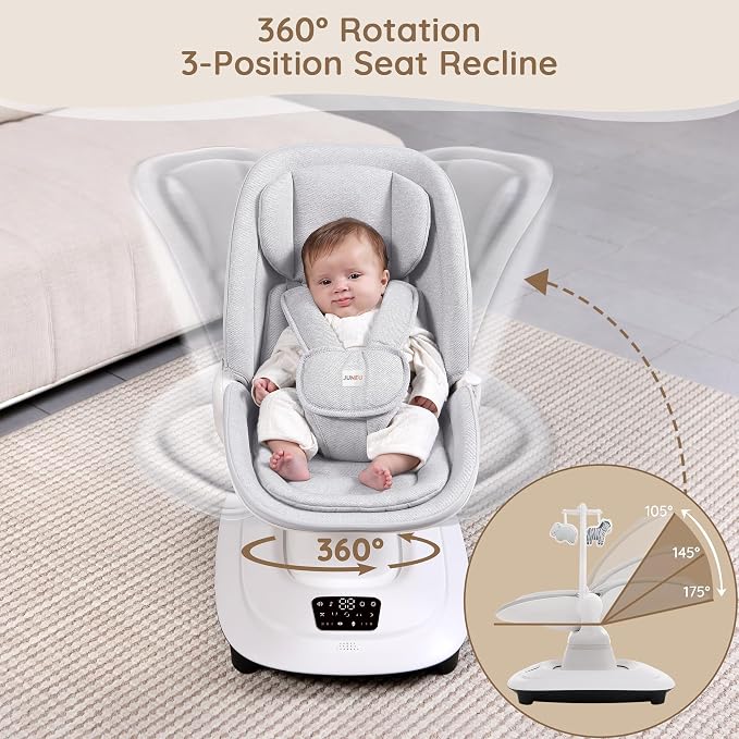 Baby Swings for Infants, Electric 3D-Motion Baby Swings with 7 Modes, 5-Point Harness, APP Control, 12 Preset Melodies, Indoor Toddler Swing for Boys Girls, Newborn Nursery Essentials (7-33lbs)