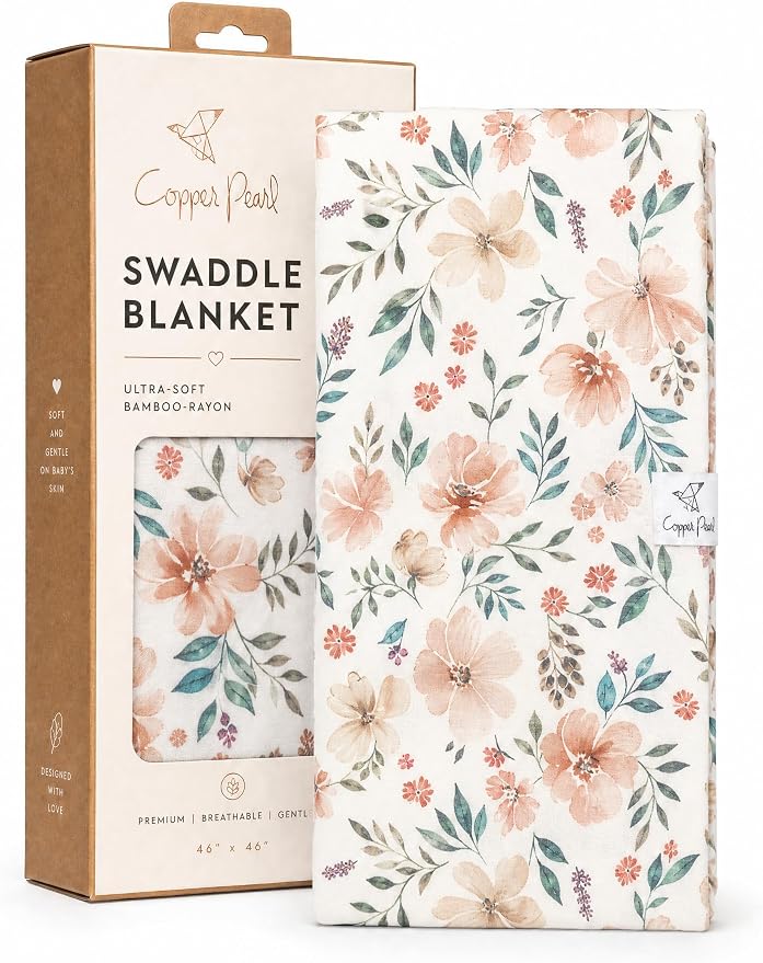 Copper Pearl Swaddle Blankets for Newborns | Soft Stretchy Receiving Blankets for Boys and Girls | Large 46 x 46 Inch Baby Blankets | Lightweight and Breathable Swaddles | Autumn