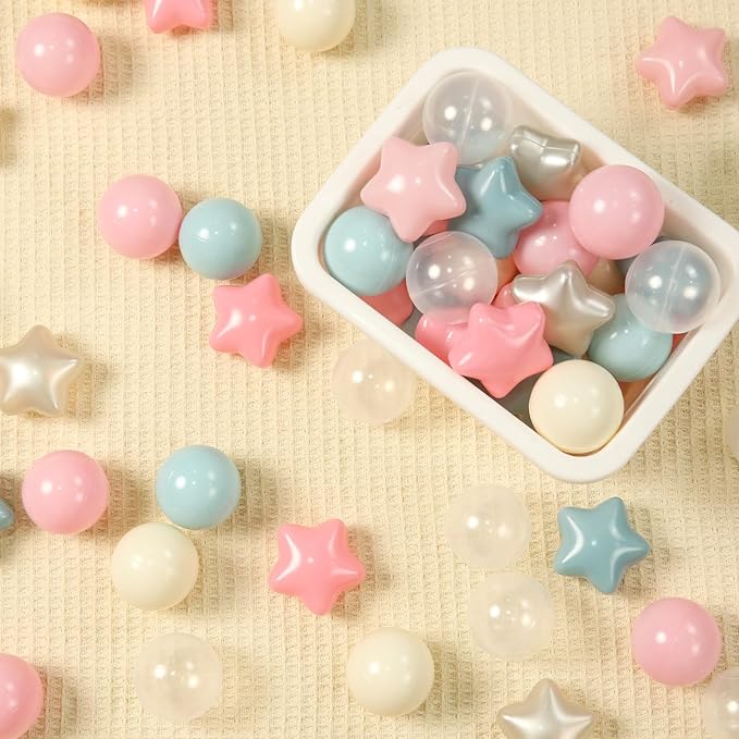 TRENDPLAY Star Ball Pit Balls 50 100 200 500 for Toddlers - Ball Pit Ball Shapes for Boys Girls Fun, Birthday Party, Christmas Decoration