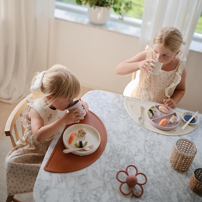 mushie Silicone Placemat for Kids | BPA-Free Non-Slip Design (Rocket Ship)
