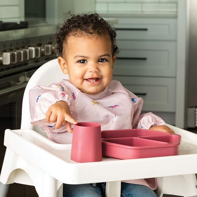 Tiny Twinkle Training Cup 2 Pack - Silicone Cups for Independent Drinking for Baby and Toddler, Baby Led Weaning Supplies Soft Open Cup For Baby (Pink, Burgundy)