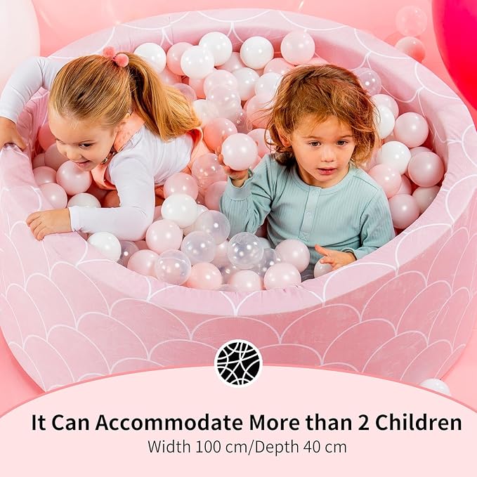 Foam Ball Pit 35.4"x 11.8" for Toddlers and Kids,Round Ball Pool Indoor Outdoor Baby Playpen,Ideal Gift for Infants,Balls not Included - Shell Pink