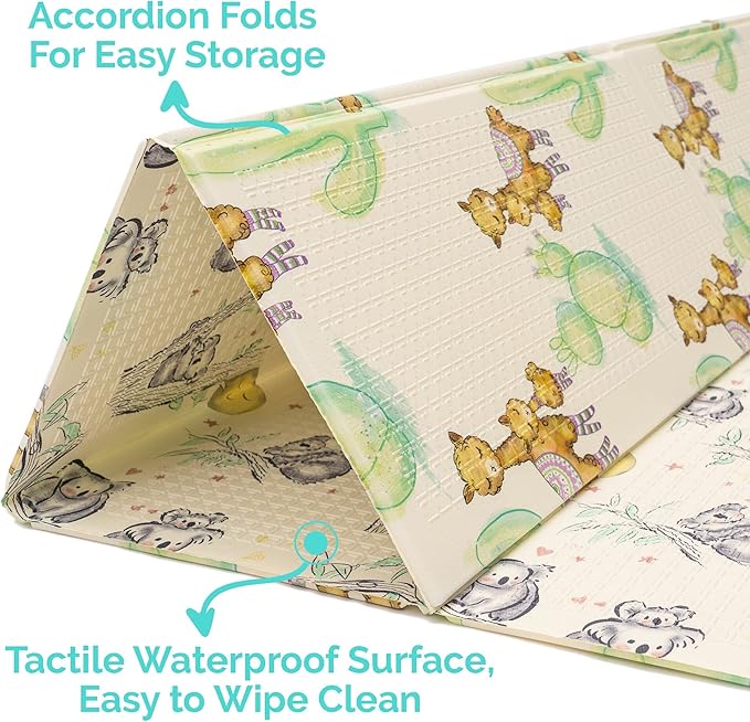 JumpOff Jo Foldable Foam Play Mat ??Large Waterproof Baby & Toddler Activity Floor Mat, Double-Sided 70 x 59 Inch Play Surface