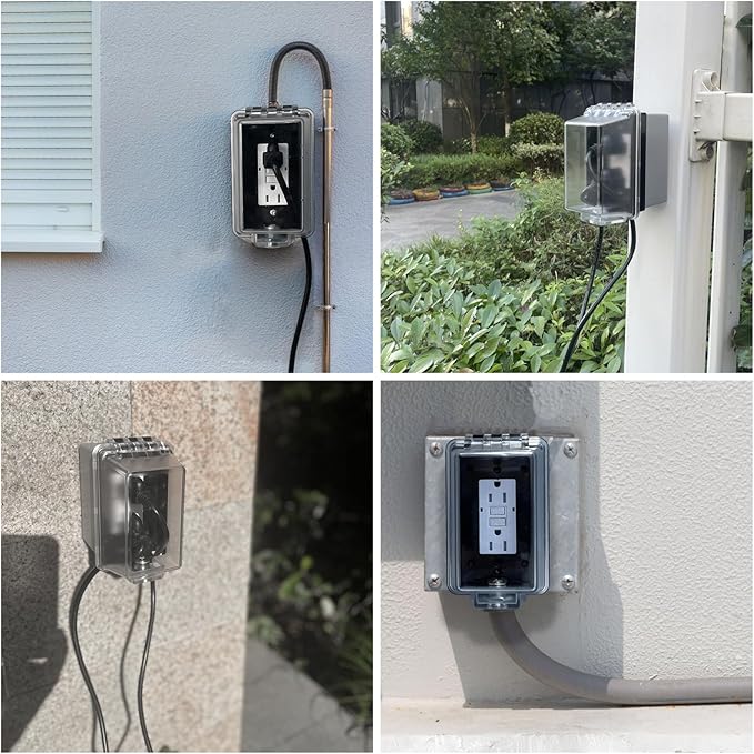 1-Gang Weatherproof Standard Electrical Outlet Cover with Lock, Baby Proof Outlet Lock Box, Fits Most 2.6 "H x 2.56 "W or Smaller Plugs,Clear Outlet Cover Box Fit for Outdoor in-Use (2pack)