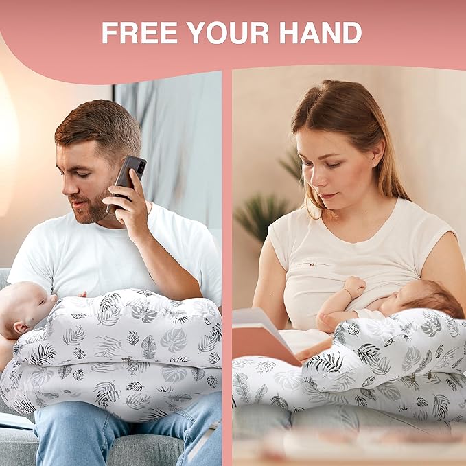 PILLANI Nursing Pillow for Breastfeeding, Breastfeeding Pillows for Mom Support & Baby Comfort, Removable Cotton Cover, w/Adjustable Waist Strap, Newborn Essentials Must Haves, Baby Registry Search