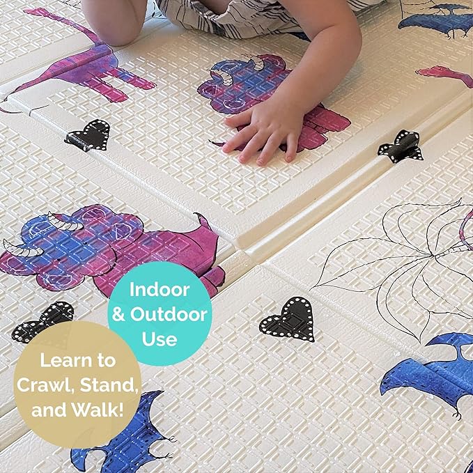 JumpOff Jo Foldable Foam Play Mat ??Large Waterproof Baby & Toddler Activity Floor Mat, Double-Sided 70 x 59 Inch Play Surface
