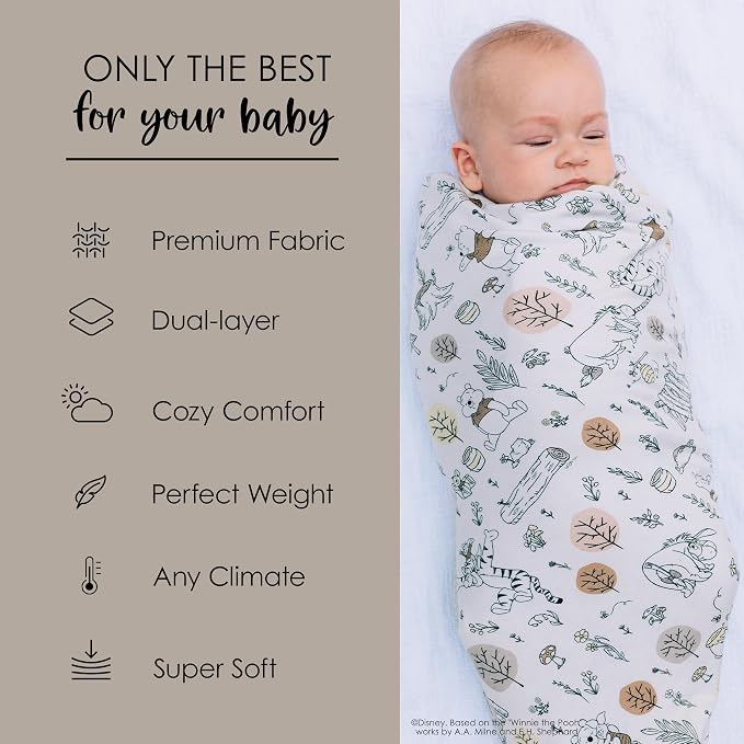 Milk Snob Disney Infant Boy/Girl Swaddle Blanket, Soft Receiving, Security and Play, Perfect for Summer, Toddler Infant Newborn Bedding, Baby Shower, Baby Registry Gift (Winnie The Pooh Baby Bee)