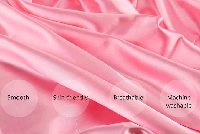 Satin Nursing Pillow Cover Set 2 Pack Ultra Soft Silk Compatible with Boppy Pillow for Breastfeeding Pillow Protect for Baby Hair and Skin White & Pink