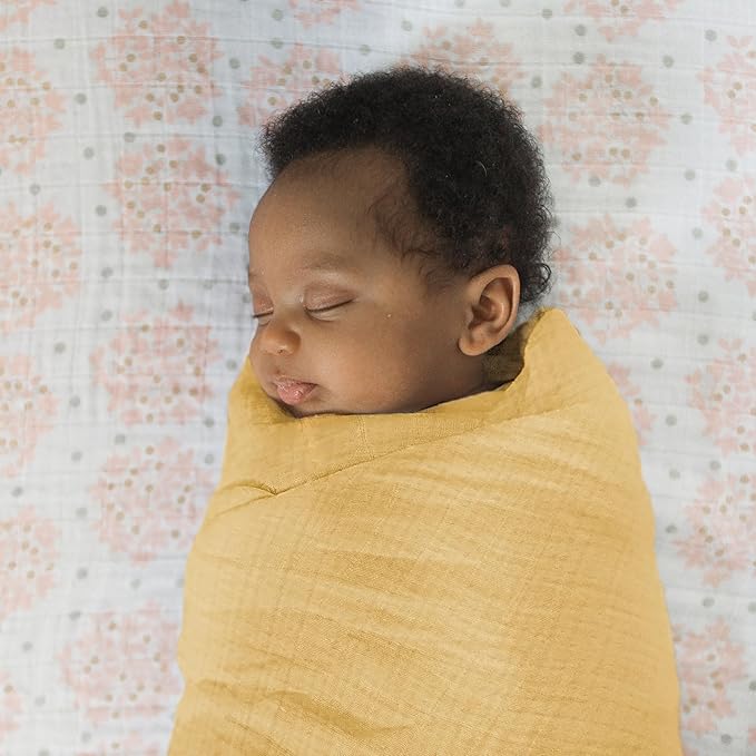 SwaddleDesigns Cotton Muslin Swaddle Blankets for Babies, Set of 4, Neutral Receiving Blankets for Newborn, Baby Registry & Gift, 46x46 inches, Tuscan Sunset