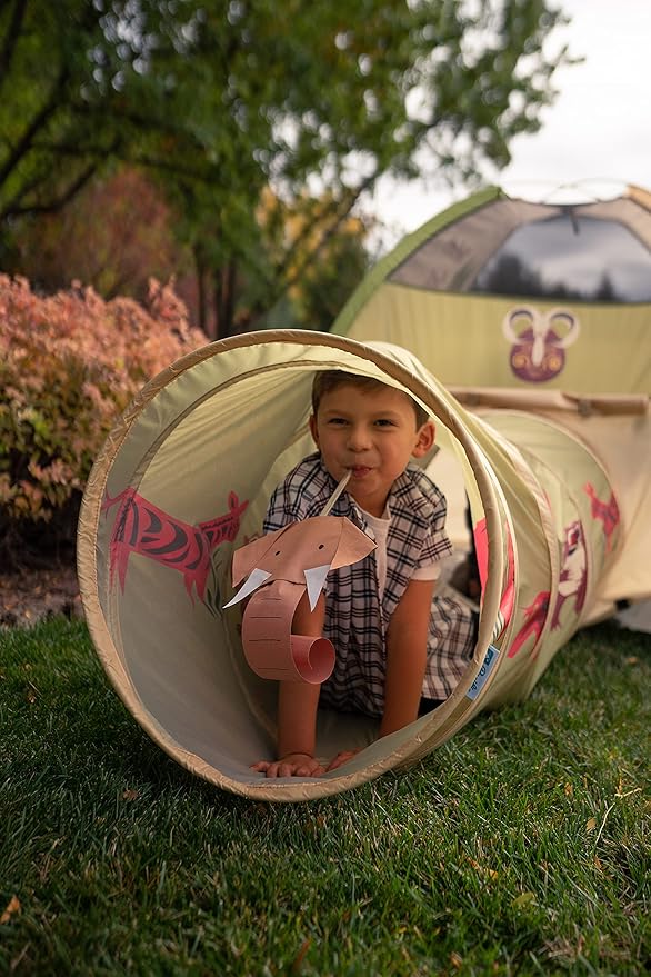 Pacific Play Tents 20435 Kids Safari Fun Dome Tent Crawl Tunnel Combo Indoor / Outdoor Fun,Multicolor
