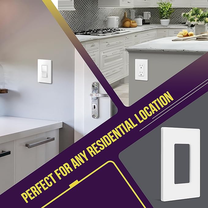ENERLITES Screwless Decorator Wall Plates Child Safe Outlet Covers, Size 1-Gang 4.68" H x 2.93??L, Unbreakable Polycarbonate Thermoplastic, SI8831-W-40PCS, Glossy, White (40 Pack)