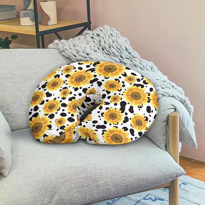 Nursing Pillow Cover Cow Sunflower Breast Feeding Pillows for Babies Boys & Girls Soft Breathable Nursing Pillow Case U Shaped Nursing Pillow Slipcovers for Breastfeeding Mom