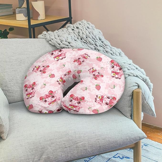 Pink Cow Stripes and Cow Nursing Pillowcase Nursing Pillow Cover Cuddle Pillow Slipcover Detachable Nursing Pillow Protective Cas Baby Feeding Breathable and Washable