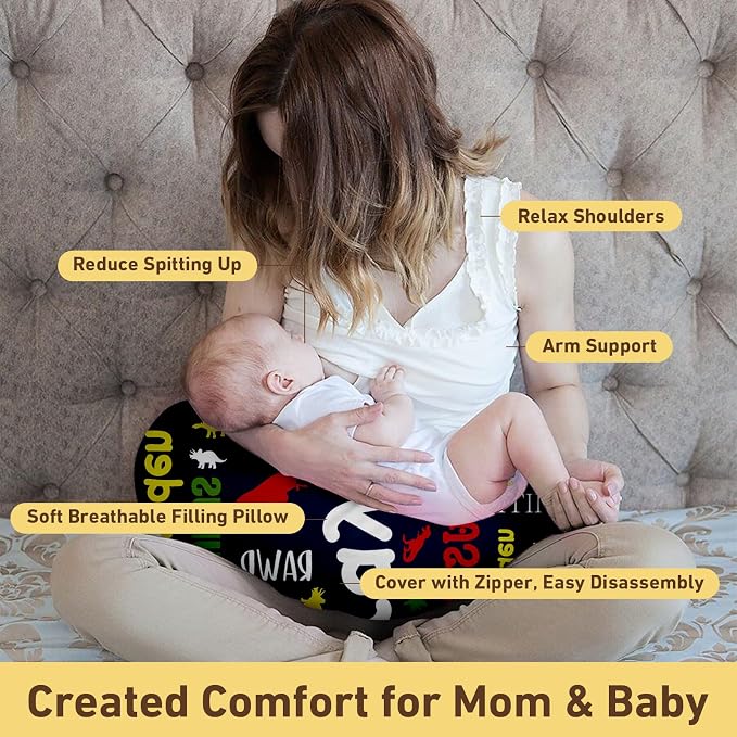 Dyoart Baby Nursing Pillow Cover: Custom Name, Ultra Soft Comfortable, Stretchy Safely Fits On Standard Infant Nursing Pillows for Baby Boys and Girls(one Size)