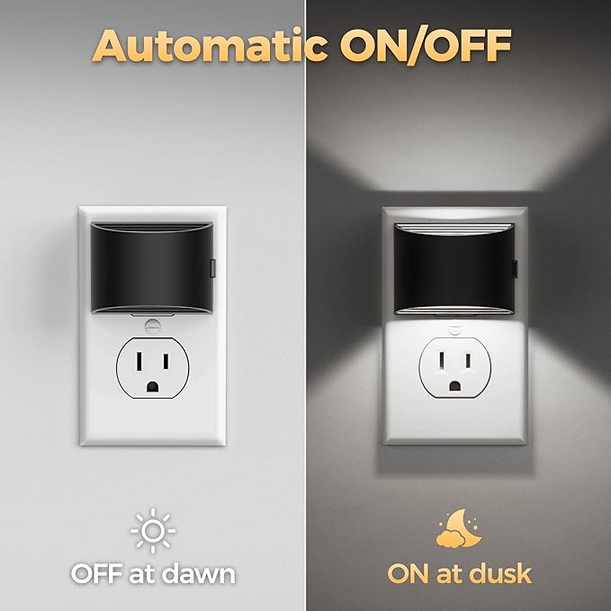 DORESshop LED Night Light[2 Pack], Night Lights Plug into Wall, 3 Level Brightness Adjustable Plug in Night Light, Dusk to Dawn Sensor, Nightlights for Adults, Bedroom, Bathroom, Hallway, 5000K