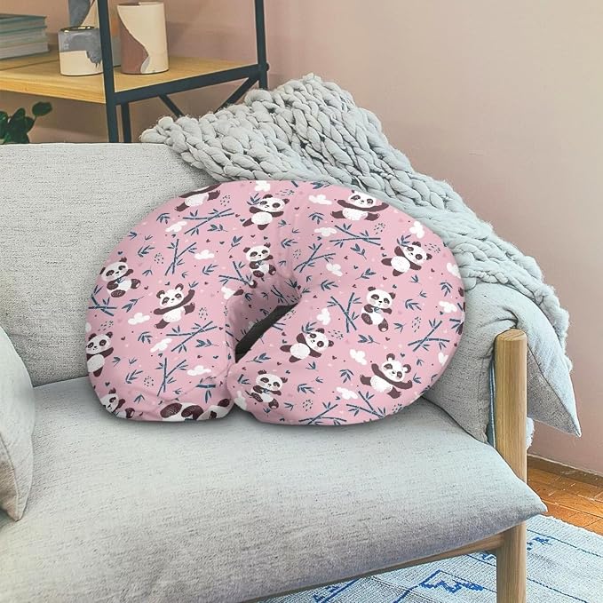 Panda Nursing Support Pillowcase for Boys Girls, Skin-Friendly Soft Fabric Nursing Pillow Cover for Bottle and Breastfeeding