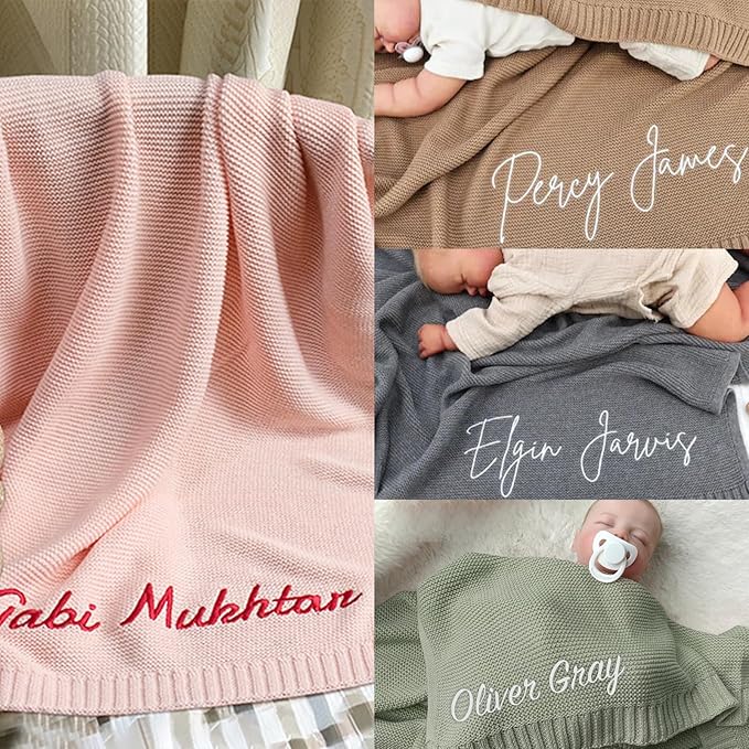 HDSD Personalized Baby Blanket with Embroidery - Custom Baby Blanket with Name and Icon, Cozy Gift for Babies, Infants and Toddlers
